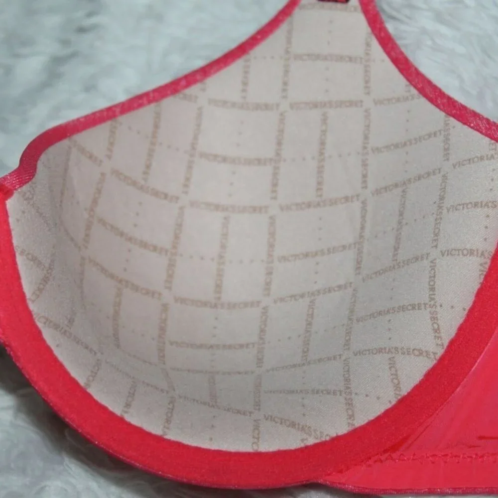 ✨2/$20 Victoria's Secret Racerback Semi Demi Bra Pink Spacedye Size 32D HW8122 - Picture 6 of 6